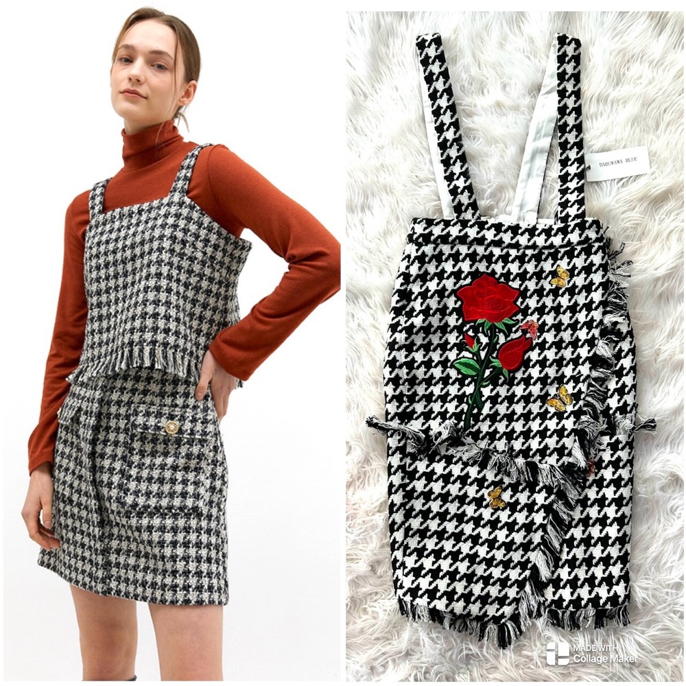 Super fun adjustable black and white Plaid dress Size 4